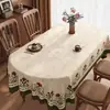 Mantel con caída estilo francés, lavable, impermeable, a prueba de aceite, mantel individual ovalado, cubierta a prueba de polvo para mesa de café, tela de cubierta romántica americana de lujo ligero