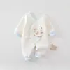 Enterizo de algodón sin costuras para bebé recién nacido, con broches en la entrepierna y protección para la barriga, para otoño e invierno, ropa para lactantes y niños pequeños