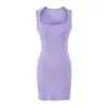 Chica picante sexy escote trapecio hombros estrechos sin mangas ajustado a la cadera vestido mujer otoño corte slim mostrar delgado chica picante minifalda vestido tipo tank