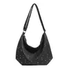 Bolso cruzado de verano para mujer de gran capacidad con lunares, Bolso de hombro texturizado para el trabajo, Bolso de lona simple de estilo artístico coreano
