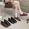 Zapatos planos de cuero retro estilo británico para mujer, nueva colección otoño 2026, con cierres de velcro, estilo zapato de entrenamiento alemán, estilo Mary Jane y mocasines casuales