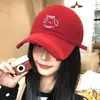 Gorra de Béisbol Bordada de Cachorro Lindo para Mujer, Oversize con Visera Ancha, Circunferencia de Cabeza Grande, Gorra Roja Que Hace Que la Cara Se Vea Más Pequeña, Gorra de Pico