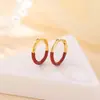 Pendientes de Aro Sencillos Chapados en Oro de Plata de Ley S925 y Clips para Orejas Yiluyin, Lujo Ligero, Versátiles para el Trabajo, Clips para Orejas de Plata con Resina, Venta al por Mayor de Fábrica