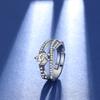 Douyin Live Source Anel de diamante de alto carbono imitação Sansheng III quilates banhado a pt950 platina anel de diamante de imitação anel de casamento