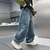 Jeans para niño 2026 nuevo estilo de otoño, pantalones para niños grandes, pantalones de pierna recta para primavera y otoño, pantalones largos para niño, estilo callejero moderno