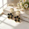 Brincos de Ráfia Flor de Concha Estilo Férias de Primavera e Verão, Brincos Exagerados Tecidos Artesanais de Nicho para Fotografia de Viagem