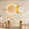 Pintura Decorativa de Restaurante Estilo Moderno Simples com Relógio, Arte de Parede com Fundo de Pedra e Arenito Pintura para Pendurar na Parede