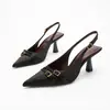 Sandalias de Tacón Alto Elegantes de Satén Francés con Punta Fina de 7 CM Estilo Suave de Moda Versátiles para el Trabajo Sandalias de Tacón Alto para Mujer Fábrica