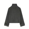Comercio Exterior Ropa de Mujer 2026 Estilo Europeo y Americano Moda Holgada Doble Botonadura Cuello Alto Dobladillo Tulipán Abrigo de Lana Mujer K41962