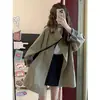 Gabardina caqui mujer 2025 primavera y otoño nueva estilo coreano holgada adelgazante largo medio abrigo estilo británico ins