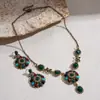Set de 2 Piezas de Pendientes Redondos con Forma de Gota de Flor Incrustados con Diamantes Estilo Palacio Respetuoso con el Medio Ambiente Lujo Accesible Collar de Gama Alta