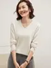Otoño/Invierno 2026 Ropa de Alta Costura Lista para Usar Cuello en V Cachemira Mujer Ajustado Tejido Base Suéter Corto