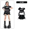 Roupa de Jazz para Meninas, Conjunto de Roupa de Jazz Cool com Barriga de Fora e Ombro a Ombro para Meninas, Roupa de Performance Hip-Hop para Passarela