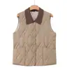 Colete de Algodão Estiloso com Lapela para Mulheres, Roupa Externa, Temporada Outono/Inverno, Colete de Novo Estilo, Roupa para Mães Jovens, Quente, Proteção contra o Frio, Jaqueta Colete
