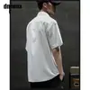 Camisa de verano para hombre, fina, holgada, casual, moderna, elegante, de seda helada para jóvenes, manga corta, versátil, camisa blanca
