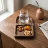 Bandeja de armazenamento de madeira de acácia estilo vintage com dois compartimentos para uso doméstico, bandeja de madeira simples para armazenamento de joias na penteadeira