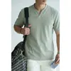 Camiseta de Manga Corta con Hombros Caídos y Cuello en V para Hombre, Sensación Cero tipo Algodón, Verano 2026, Absorbe la Humedad, Fresca y Transpirable, Camiseta Básica Casual para Hombre