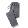 Pantalones casuales de pierna recta con doble cremallera, cálidos para otoño e invierno, de importación, joggers deportivos con forro polar, corte holgado, talla grande, pantalones largos engrosados