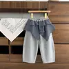 Conjunto Feminino 26 Outono Novo Estilo Coreano Cardigã Tricotado Cinza-Azul Colete Justo e Calça Saia Conjunto de Três Peças