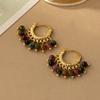 Pendientes de Perla de Lujo Ligero Vintage Pendientes de Turmalina de Color con Cuentas Círculo Elegantes de Moda Pendientes de Moda Versátiles Venta al por Mayor