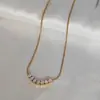 Acero de Titanio 7 Piedras Cara Sonriente Collar Moda Femenina Lujo Accesible Collar con Colgante de Diamante Súper Brillante Lujo Accesible Accesorios de Gama Alta
