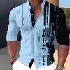 2023 Transfronterizo Hombres Mareado Multicolor 3D Impresión Digital Color de Contraste Cuello Redondo Camisa Larga Hombres Europeos y Americanos