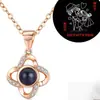 Collar Personalizado con Nombre de Foto para Mujer Cadena de Clavícula de Proyección Colgante para Novia Trébol de Cuatro Hojas de Moda Regalo de Cumpleaños Tanabata