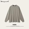 Camiseta de Manga Larga para Hombre, Color Sólido, Algodón Puro, Estilo Americano de Verano, Marca de Moda, Holgada, Casual, Cuello Redondo, para Adolescentes
