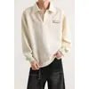Sudadera con solapa de jacquard texturizado para hombre, capa base pesada estilo americano para primavera, top tipo polo casual holgado