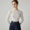 Suéter 100% cachemira pura para mujer, cuello redondo, jersey otoño/invierno, manga larga, tejido ajustado, capa base suave y cómoda