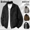 Nueva chaqueta de cuero estilo béisbol, material PU, otoño/invierno, retro americano, moderna, casual, corte holgado, versátil, cuello alto, abrigo de cuero para hombre