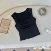 Colete vestível com design plissado para primavera e outono com bojo Pure Spice Girl Short Sports Base Sling Top para mulheres