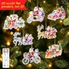 Adornos planos acrílicos 2D de Santa Claus y muñeco de nieve más vendidos transfronterizos, adornos colgantes decorativos con temática navideña