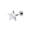 Aretes de Titanio F136 Incrustados con Circonita de Estrella de Cinco Puntas Cartílago Auricular G23 Titanio Rosca Interna 0.9 Joyería de Estrella Piercings Labiales