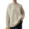 Estilo Nuevo Europeo y Americano Cuello Redondo Lana Engrosada Cálido Holgado Perezoso Suéter Pulóver Camisa Base para Mujer Otoño e Invierno Manga Larga Suéter de Cachemira