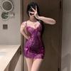 Pijama de Lencería Sexy para Mujer Conjunto Sexy Transparente Sin Quitar Encaje Pura Tentación Camisón Uniforme Juego de Rol Mujeres