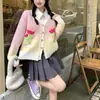 Cardigan de punto con flores tridimensionales y lazo, estilo coreano, otoño nuevo, holgado, perezoso, color de contraste, abrigo superior, suéter para mujer