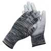 Guantes de protección laboral de nailon con revestimiento de dedos de PU, para uso electrónico, sin polvo, recubiertos con pegamento, finos, cómodos, color blanco, con revestimiento de dedos.