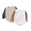 Ropa de punto para bebé de primavera y otoño transfronteriza, color de contraste, manga larga, unisex, cuello redondo, todo vale, suéter, enterizo para niños y niñas