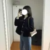 Jaqueta Elegante Estilo Chanel Preta para Outono e Inverno Feminina, Casaco Curto de Tweed de Nicho Inspirado no Design de Primavera e Outono