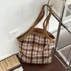 25 Anos Outono e Inverno Nova Cor Retrô Sacola de Listras Moda Grande Capacidade Bolsa Tote Estudante para Aula Bolsa de Ombro Versátil para o Dia a Dia