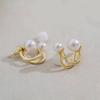 Brincos de Pérolas com Gancho Curvo 2024 Novo Design de Nicho na Moda Brincos para Mulheres S925 Prata Agulha Acessível Luxo Versátil Brincos