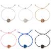 Pulsera personalizada de racimo de cristal estilo coreano corazón de durazno cuerda multicolor imitación piedra natural resina colgante venta directa de fábrica en stock