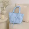 Bolso acolchado tipo lazo estilo coreano, color liso, plisado, gran capacidad, bolso cuadrado pequeño para mujer, lindo para ir de compras y al trabajo