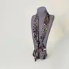 Novo Colar de Lenço de Seda com Contas para Mulheres, Corrente para Suéter Retrô de Bolinhas e Flor de Castanha, Lenço Pequeno Fino Moderno Literário Versátil