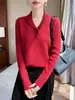Colección de otoño e invierno: Suéter 100% lana pura con cuello verde, diseño nuevo con un pequeño patrón de trenzado, suéter versátil y elegante como capa base para mujer