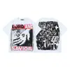 26Ss Nueva Moda de Verano Estilo High Street Camiseta Holgada de Manga Corta Lavada y Desgastada con Estampado
