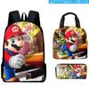 Nuevo Producto Transfronterizo Mario Mario Mochila para Estudiante Set de Tres Piezas Mochila Escolar Bolsa para el Almuerzo Mochila para Niños Estuche para Lápices