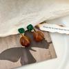 Pendientes Artísticos Retro Estilo Hong Kong, Tachuelas de Resina con Diseño Único, Clips para Orejas sin Perforar con Pedrería