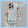 Patrón Floral Azul Adecuado para Funda de Teléfono iPhone 17 Pro, 16 Pro Max, Cubierta Protectora Apple 15, 14 Plus Cobertura Completa